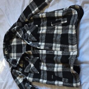 Black and White Plaid Shacket Girls 10/12 Large
